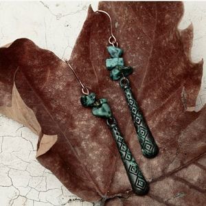 NWT Turquoise Handmade Tribal Dangle Drop Earrings